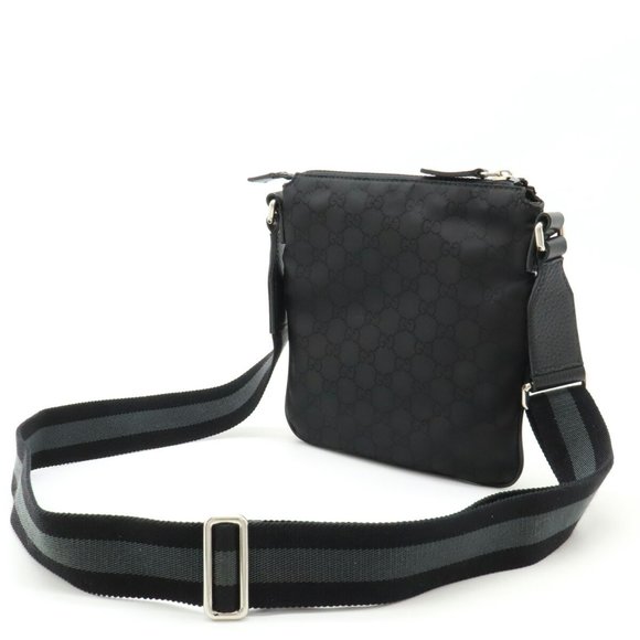 GUCCI GG Nylon Shoulder Bag Black Grey 449183 - Picture 3 of 8